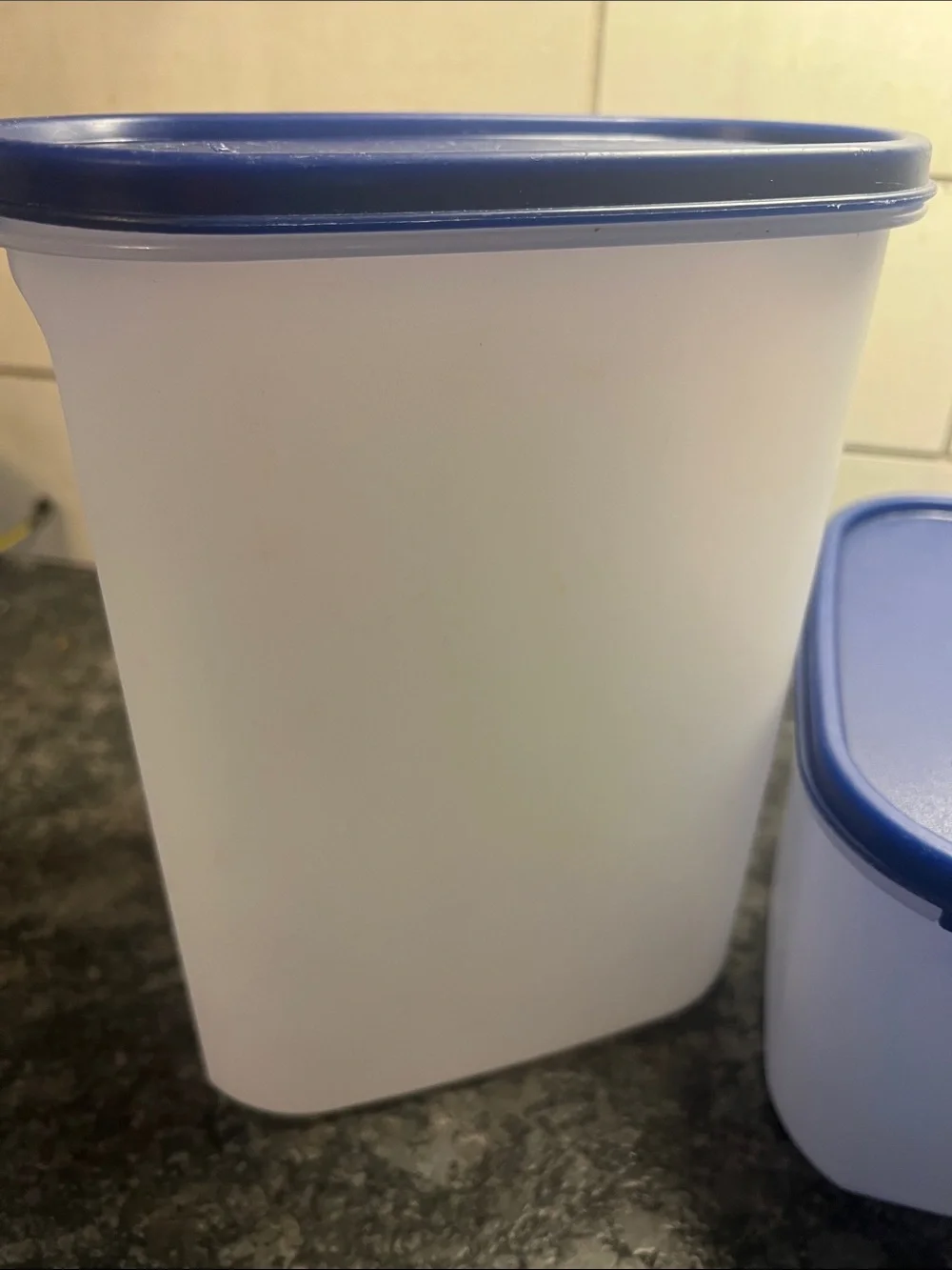 Set of 4 Blue Tupperware Modular Mates. Stacking. Closet organizing. FRESH FOOD